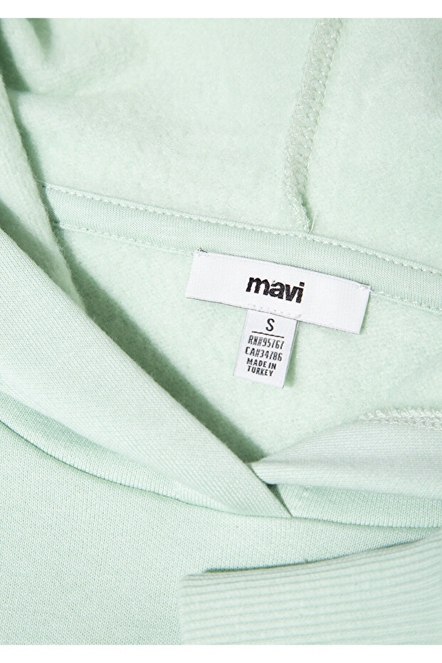 Kapüşonlu Yeşil Basic Sweatshirt 167299-71449 - 6