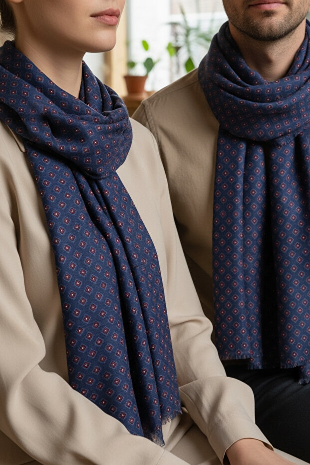 Yün İpek Baskılı Atkı - 1