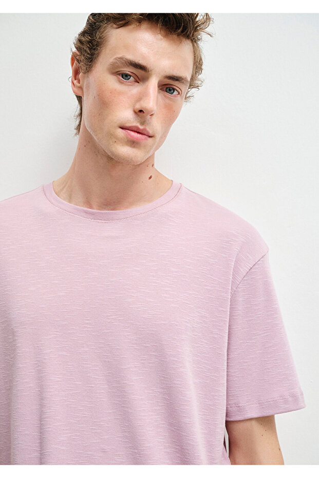 Pembe Basic Tişört Regular Fit / Normal Kesim 0612944-71068 - 5