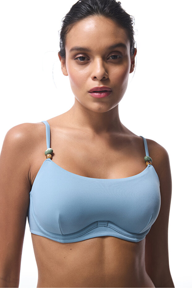 Mavi Maya Boncuklu Bikini Üstü - 1