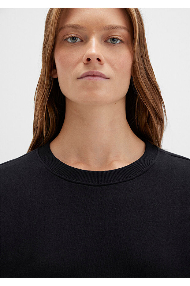 Bisiklet Yaka Siyah Basic Sweatshirt 1610198-900 - 6