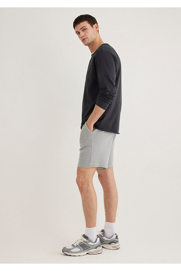 Gray Knitted Shorts 066694-33396 - 3