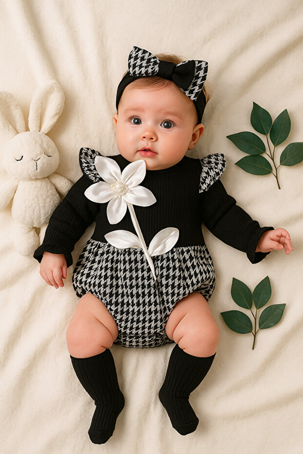Baby Girl 3-6-9-12 Months Snow White Rose Romper