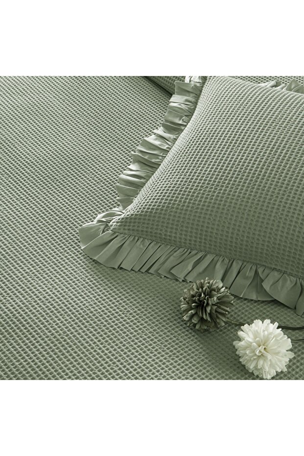 مجموعة مفرش سرير مزدوج من بي إس بي باللون الأخضر - 2