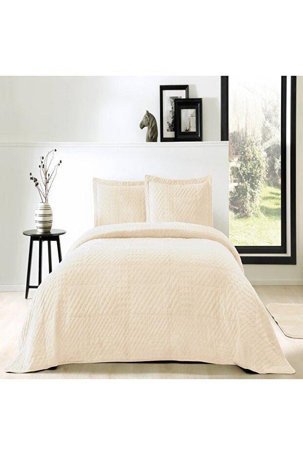 Alvin Double Bedspread Set Beige - 3