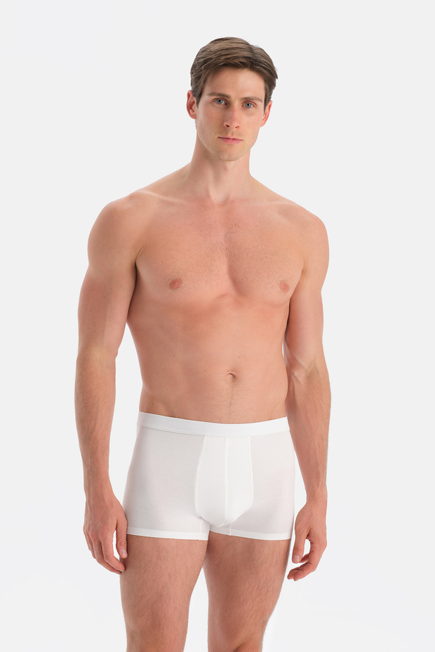Beyaz Düz Micro Modal Boxer - 3