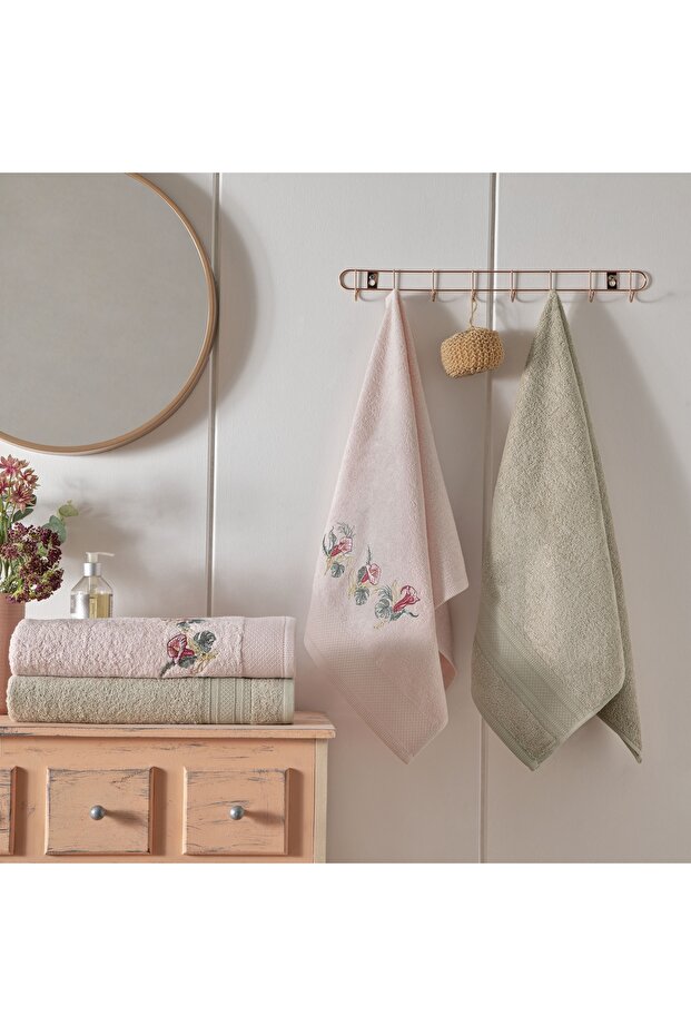 Floret Bambu 4'lü Hamam Seti Somon - 1