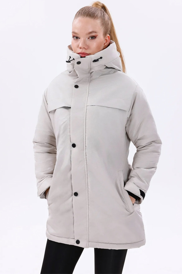 Women's Stone Fleece-Lined Fur-Trimmed Water and Windproof Hooded Winter Coat & Jacket & Parka