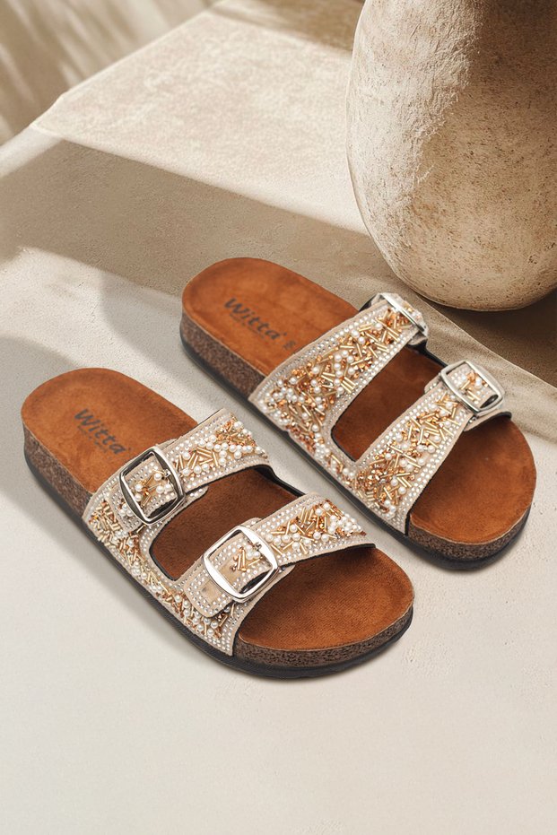 Women's Double Buckle Extra Comfortable Stone Slippers, Women's Comford Slippers, Women's Stylish Slippers