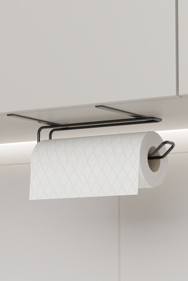 Towel Holder Napkin Rack Hanger Bathroom Kitchen Organizer Paper Roll Towel Rack Practical Black Roll