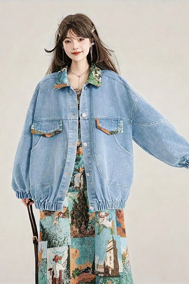 Oversize Denim Ceket - 4
