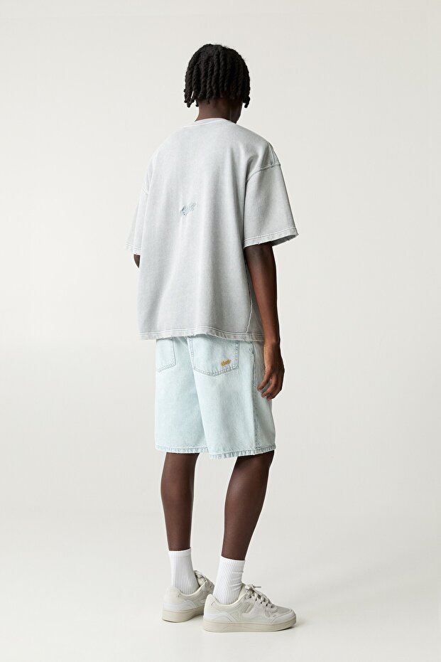 Baggy denim bermuda şort - 3