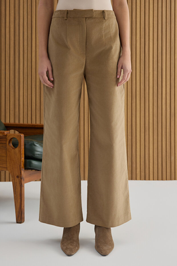 Camel Kadife Pantolon - 2