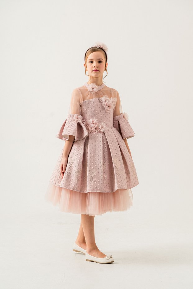 9-13 Years Special Design Spanish Sleeveless Girls Evening Dress Prom Dress Gift with Crown 7068