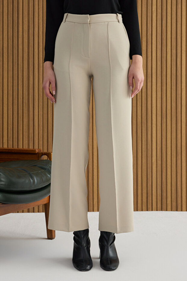 Ekru Dokuma Pantolon - 3