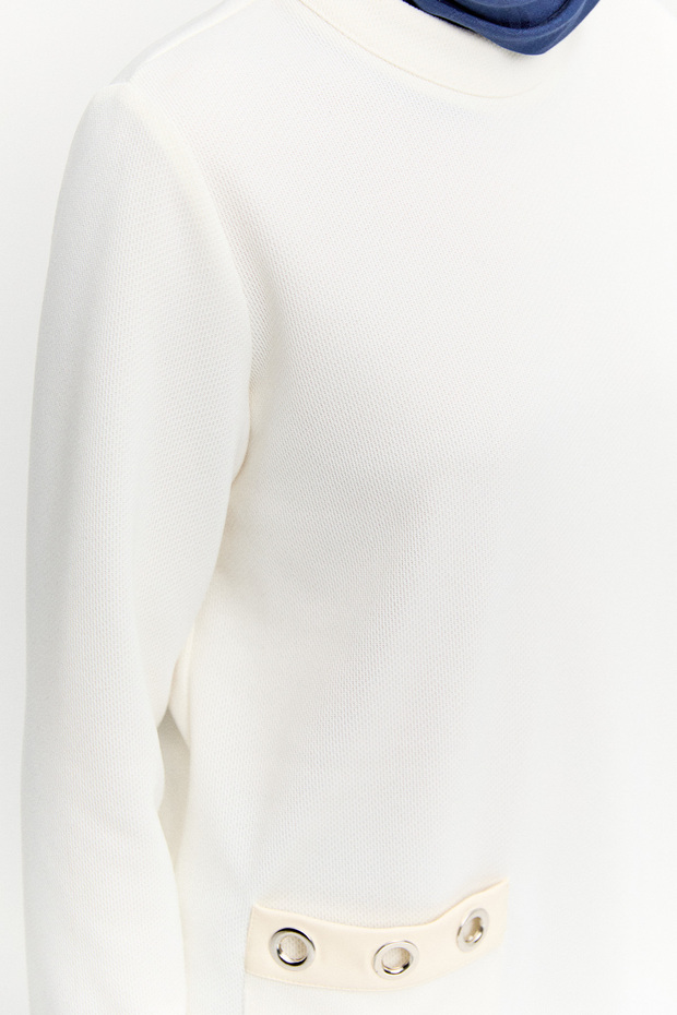 Hakim Yaka Kuşgözlü Örme Tunik - 5