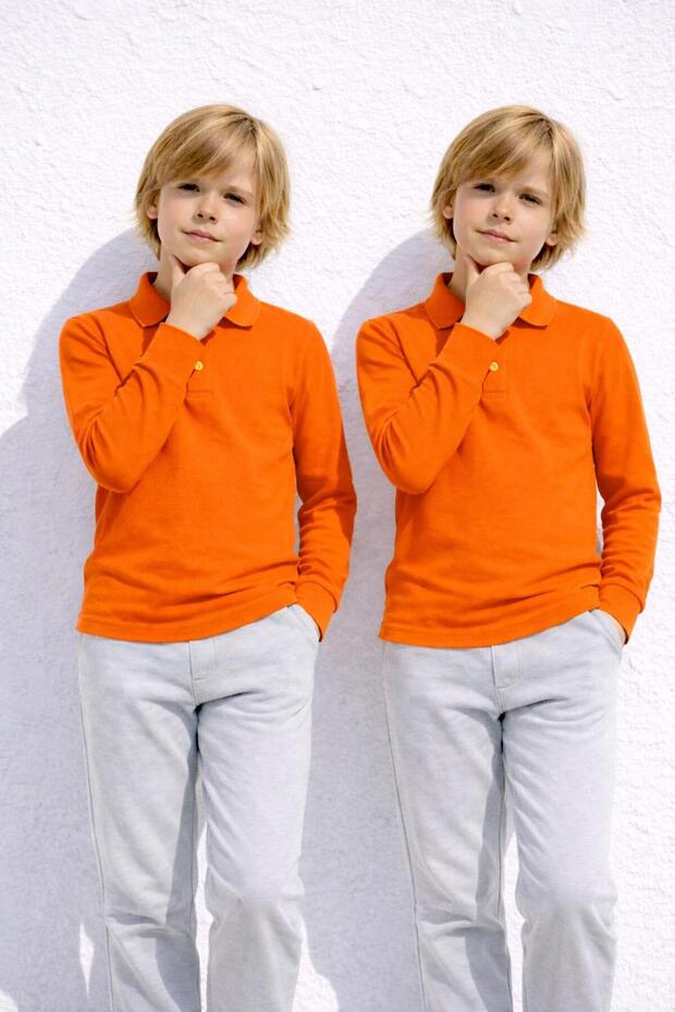 Unisex (Girls & Boys) Long Sleeve 2-Piece Polo Neck T-Shirt