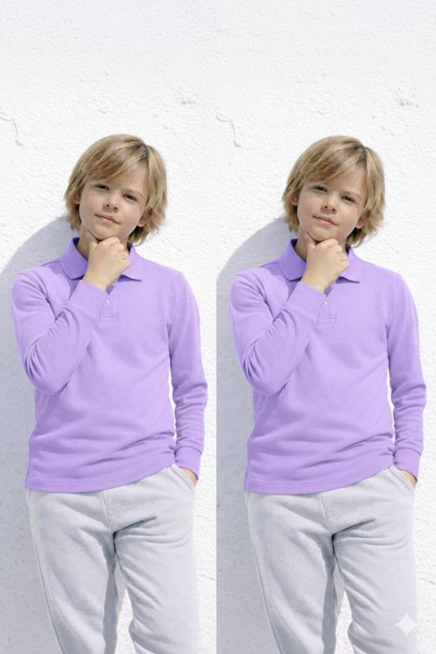 Unisex (Girls & Boys) Long Sleeve 2-Piece Polo Neck T-Shirt