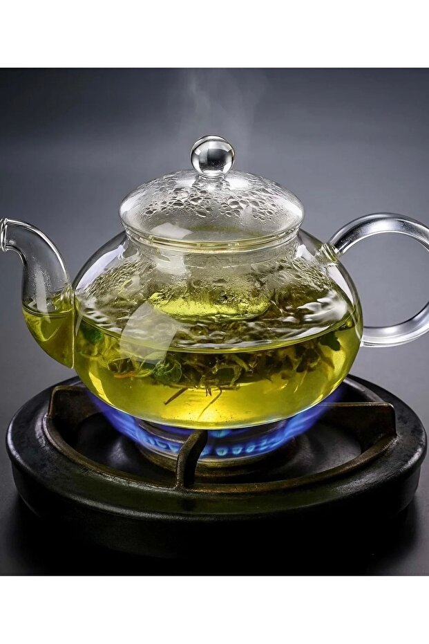 ابريق شاي زجاج بايركس مقاوم للحرارة ابريق شاي زجاجي مع فلتر سعة 800 ملي