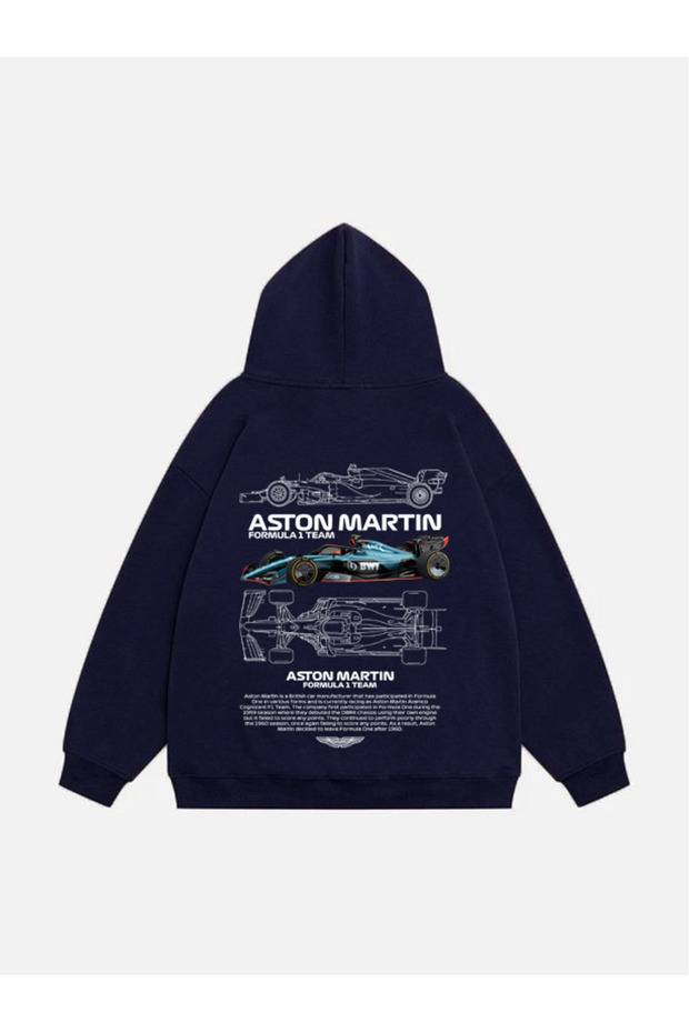 Unisex British Car Printed Hooded Fleece Oversized Sweatshirt