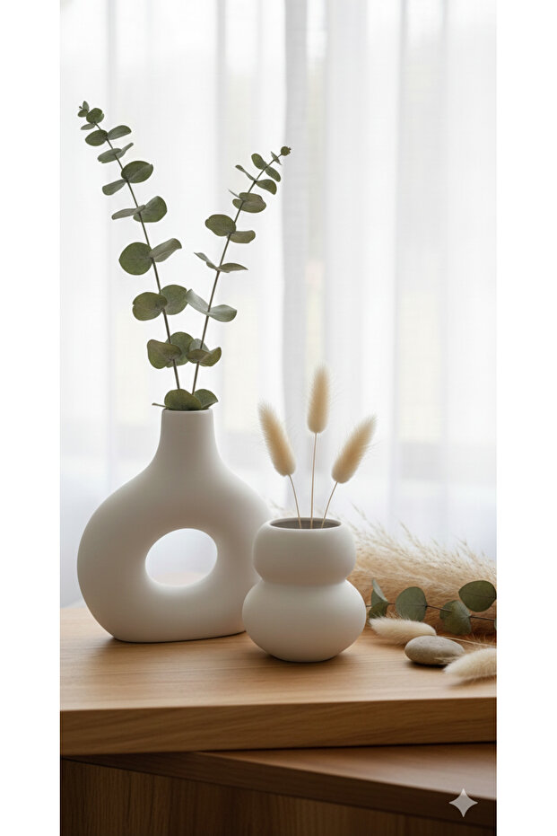 Boho Style Special Design Double Vase Set - Modern Artistic Decorative Accessory
