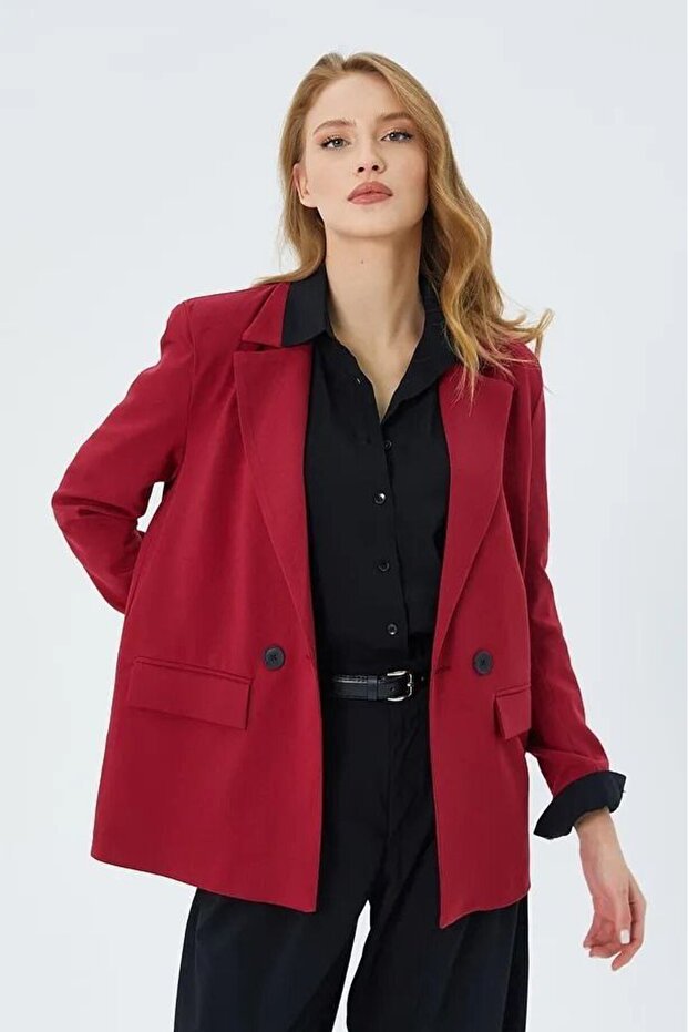 OVERSİZE İKİ DÜĞMELİ KADIN BLAZER CEKET - 3