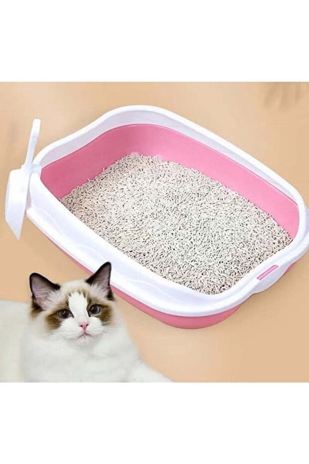 صندوق فضلات القطط الصغير باللون الوردي - 1