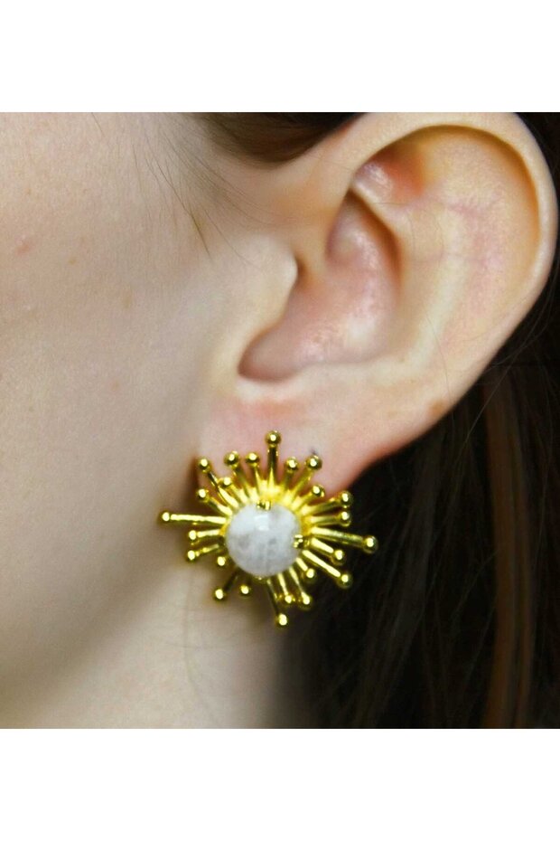 Natural Stone Moonstone Natural Stone Gold Plated Women's Earrings Euku28Ay