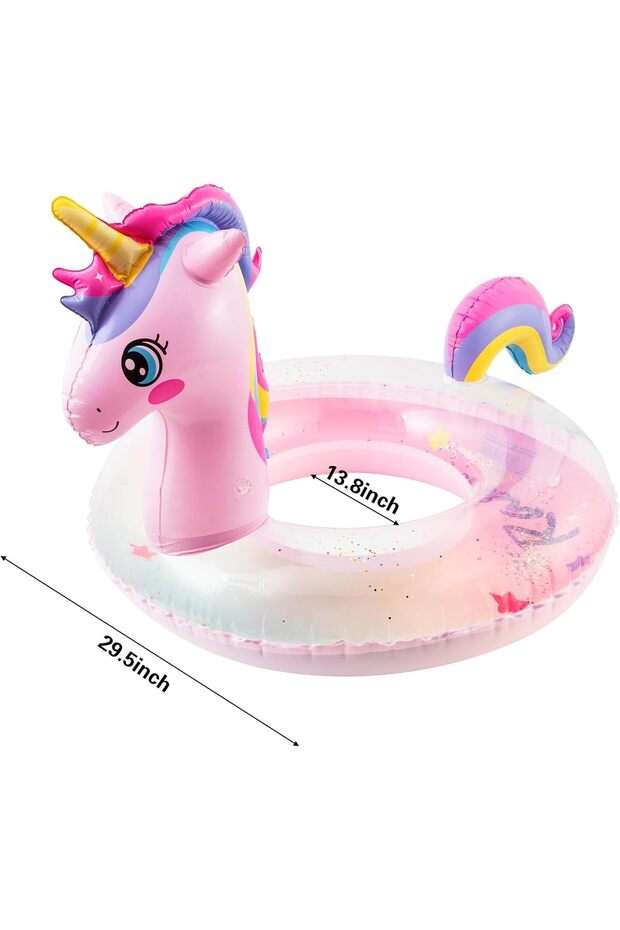 عوامة حمام سباحة على شكل وحيد القرن مزينة بالبريق - 4