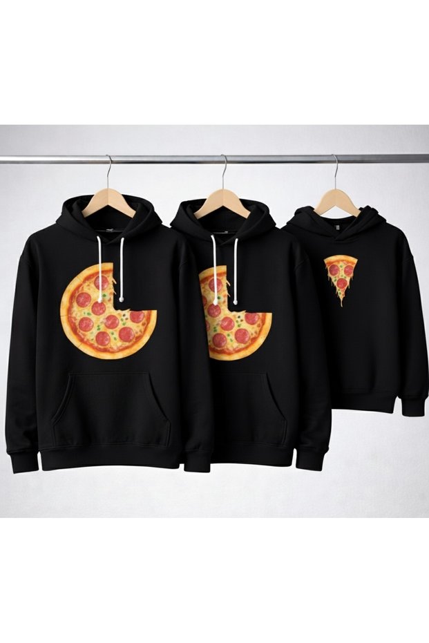 100% Cotton Pizza Printed Mother/Father Child Combination (Product Is Offered as a Deal)