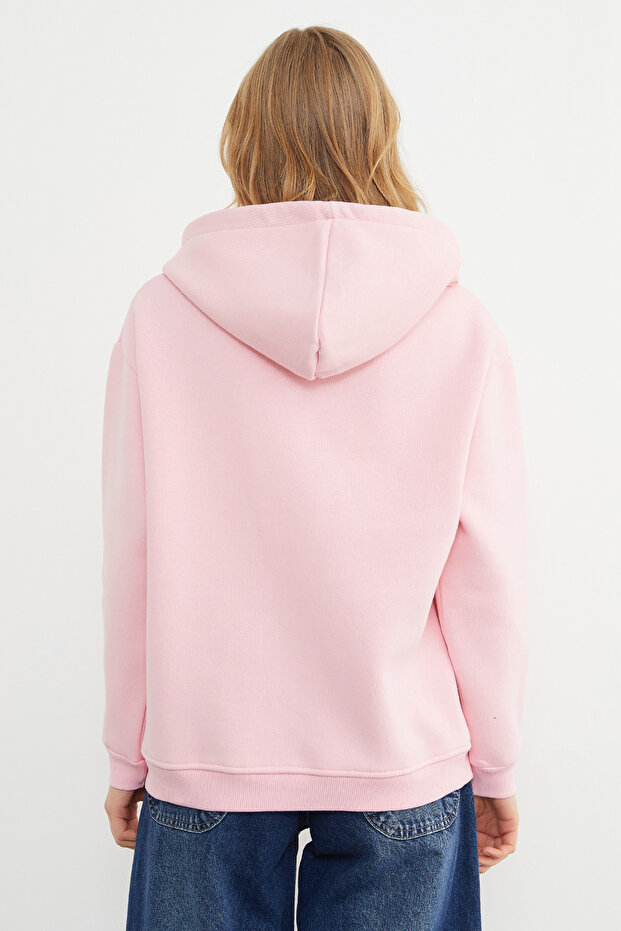 Basic Fermuarlı Kapüşonlu Oversize Sweatshirt - 8