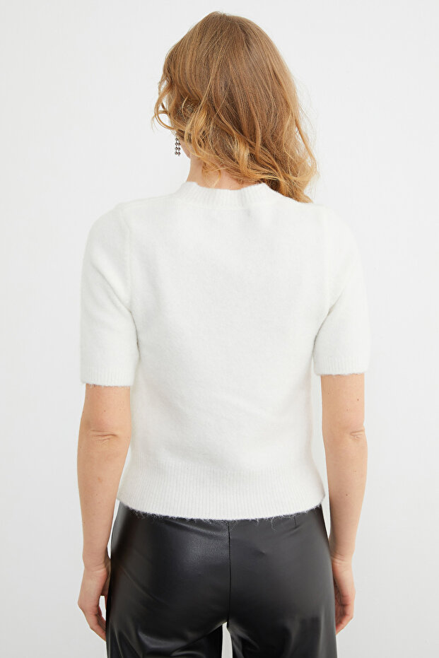 Basic Bisiklet Yaka Kısa Kol Triko Kazak - 8