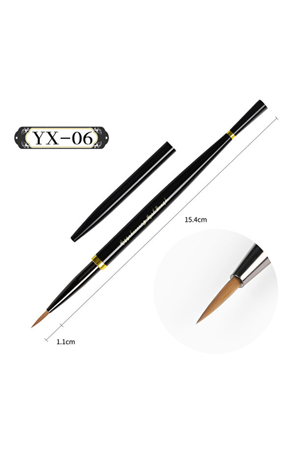 06 1 Pcs Nail Art Black Handle Pattern Painting Brush Acrylic UV Gel Extension Coating Drawing Nail