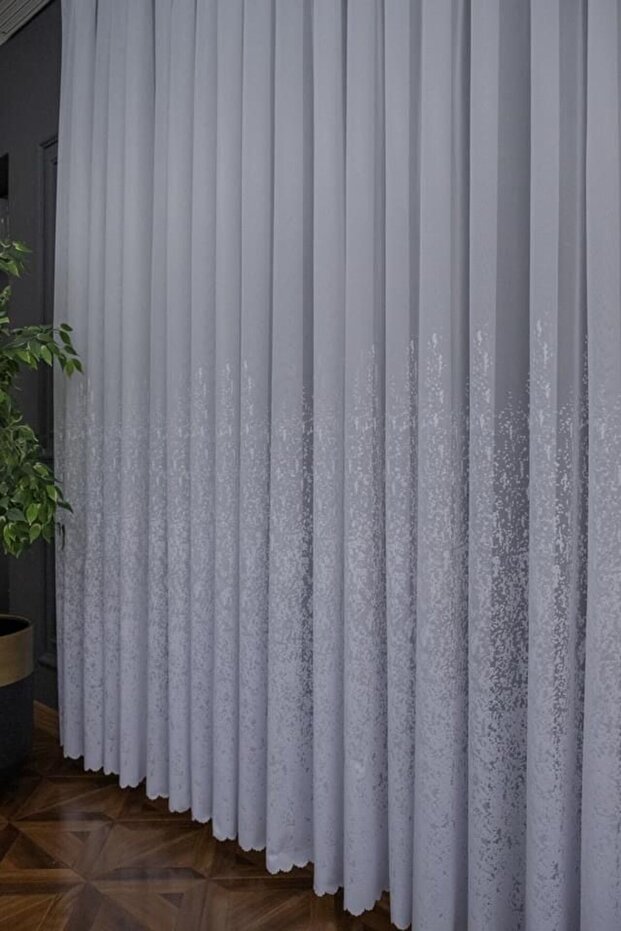 White Self-Patterned Living Room and Bedroom Tulle Curtain