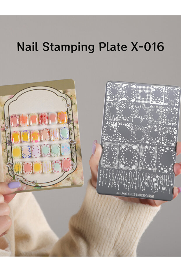 gangban X-016 1pc Versatile Nail Art Stamp - Features Lovely Star and Bow Patterns, Perfect for Home