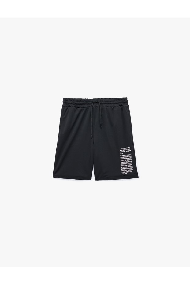 Printed Lace-Up Sports Shorts with Pockets