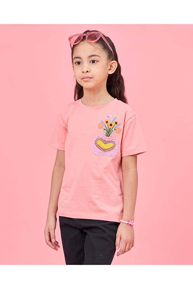 Girls Pink Printed T-Shirt