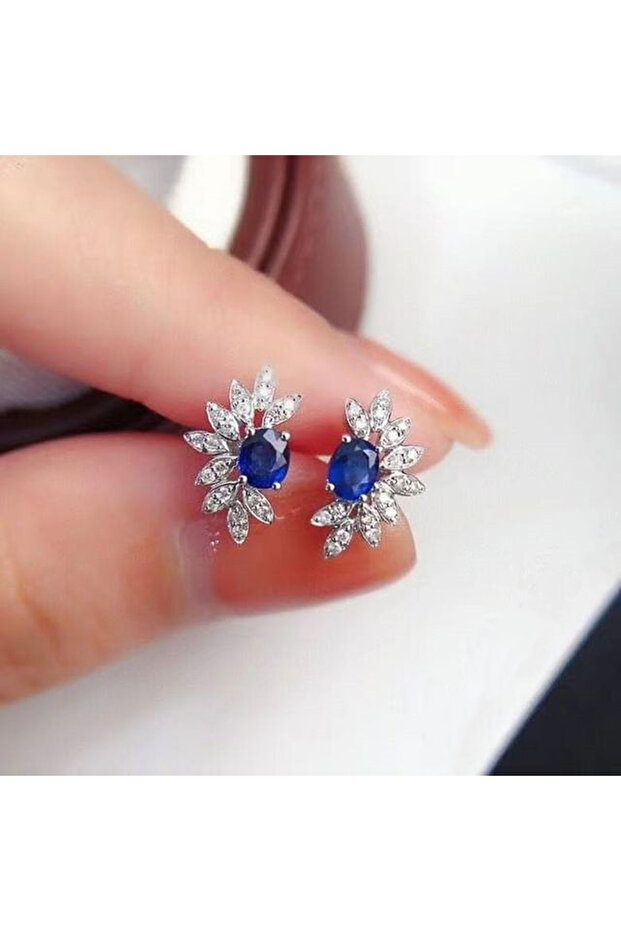 E1942 Huitan Gorgeous Blue Cubic Zircon Stud Earrings Temperament Ear Accessories Women for Engageme