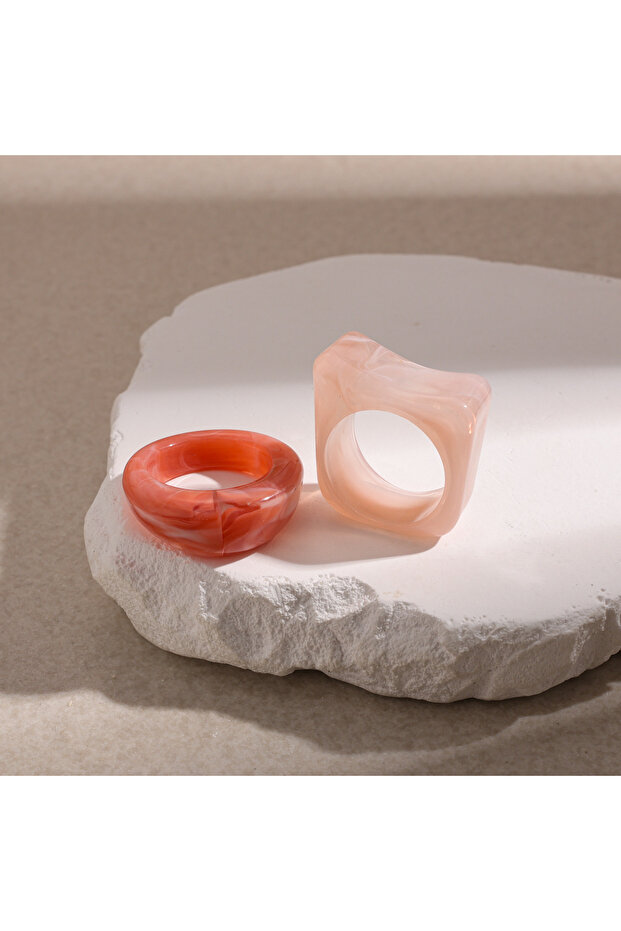 Style3 2/3/4/5 Pcs Square Round Irregular Smuding Acrylic Rings for Women Geometric Candy Color Resi