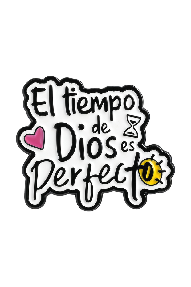 QHXZ5469 El tiempo de Dios es Perfecto Enamel Pins Spanish Brooches Lapel Badges God Jesus Faith Quo