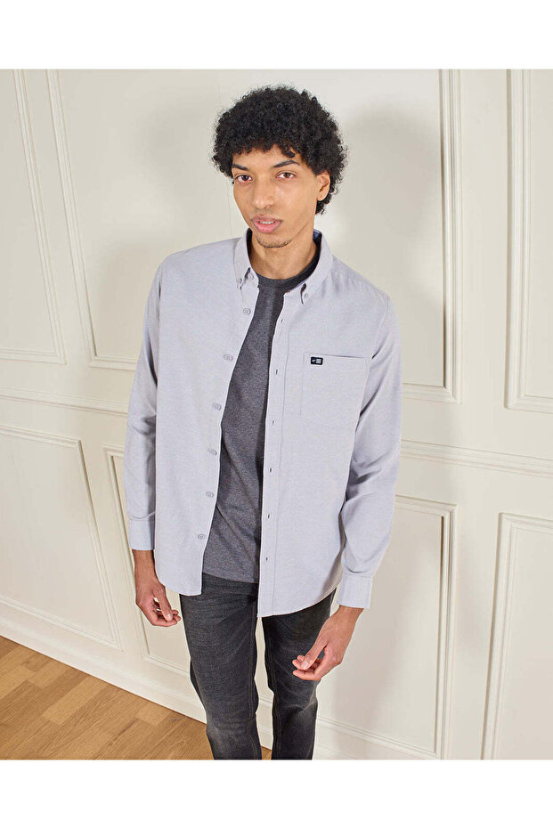 Men Grey Solid Shirt - 5