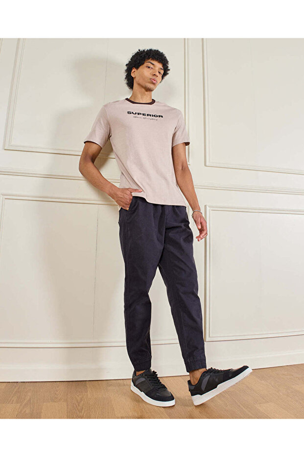 Men Plain Blue Basic Joggers - 5