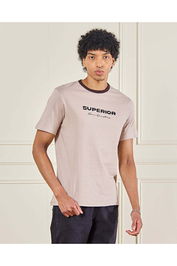 Men Beige Printed T-Shirt
