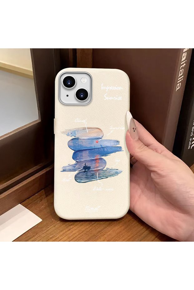 White Leather Texture Silicone Compatible with iPhone 14/13 Protects Camera Shock-Absorbing Case