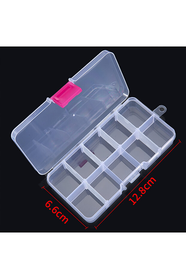 10grids 6.6x12.8cm 8/10 Grids Transparent Plastic Storage Jewelry Box Compartment Adjustable Portabl