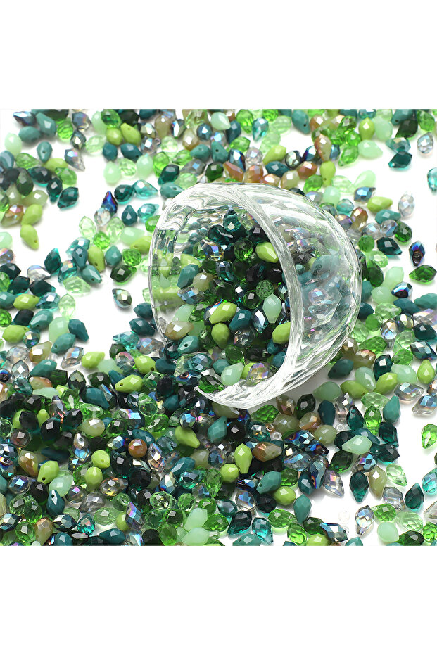 green 50 Pcs 5x8mm Mixed AB Faceted Crystal Glass Pear Shape Teardrop Beads Crafts for DIY Jewelry M