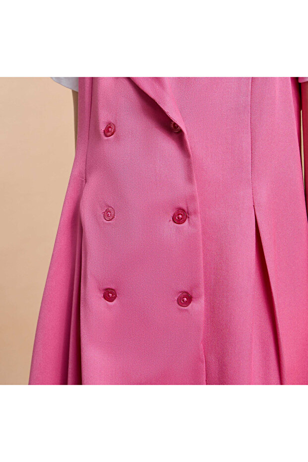 فستان بينافور سادة مع إغلاق بأزرار - 4