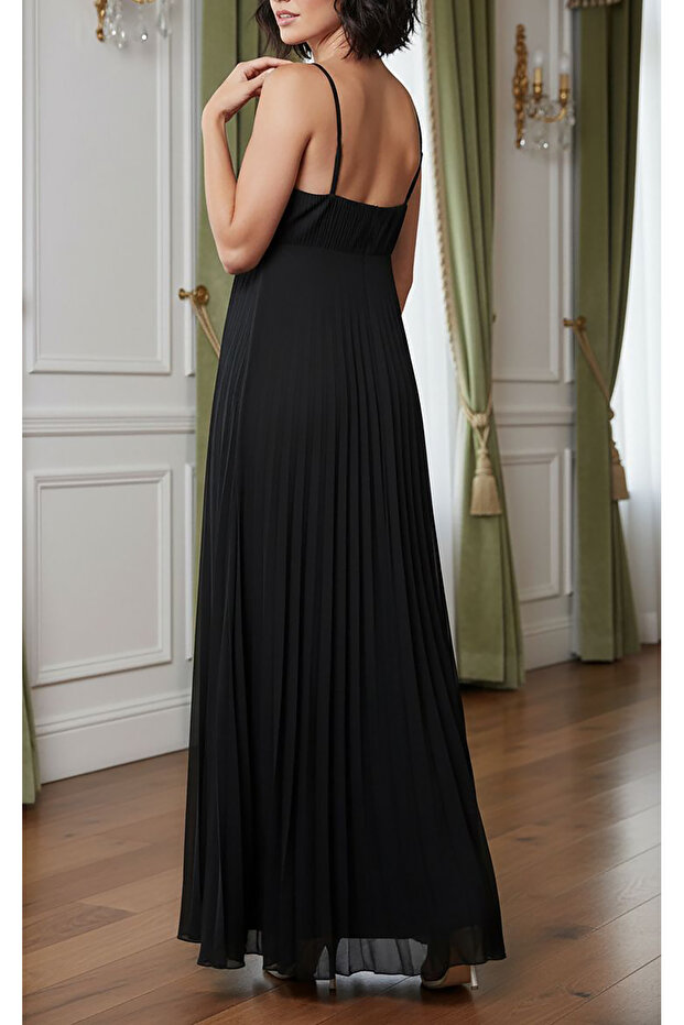 Pliseli şifon elbise - 3