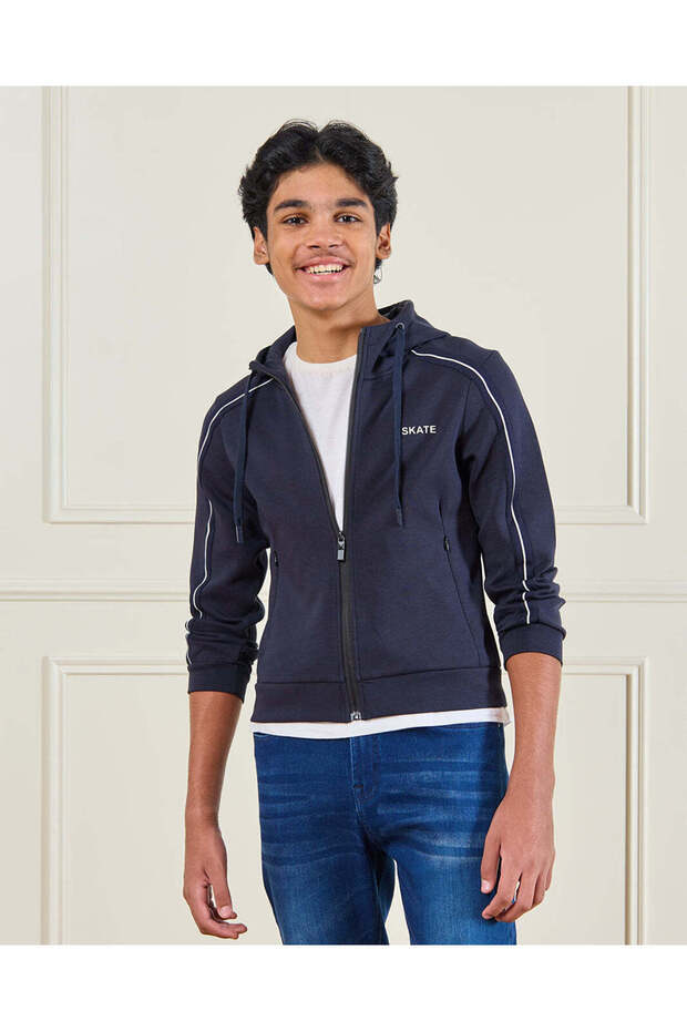 Senior Boys Navy Hooded Active Sweatshirt