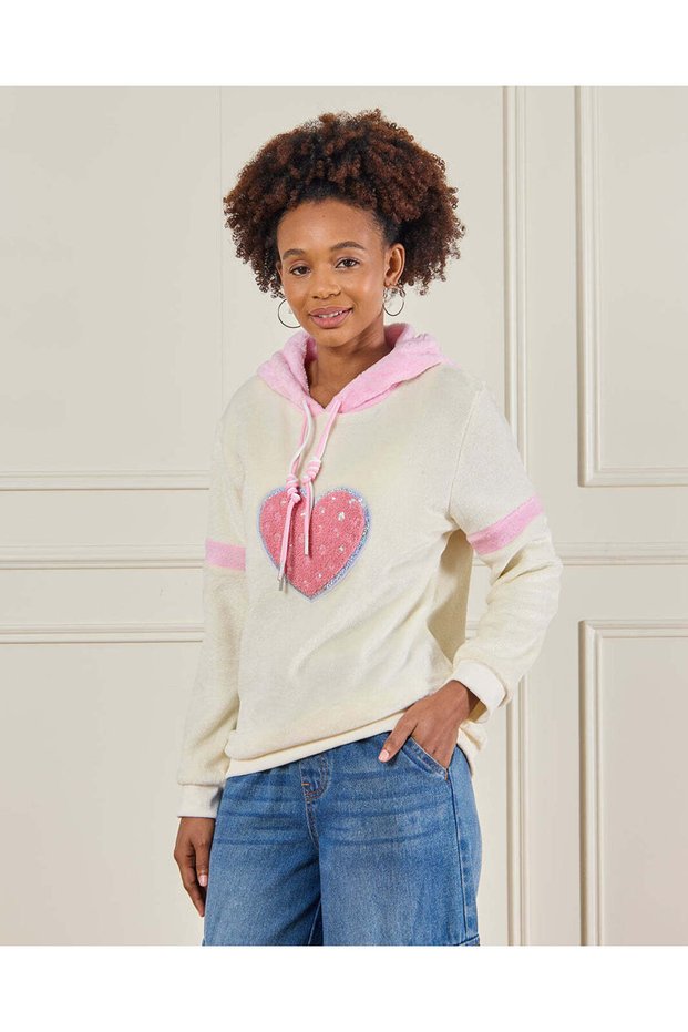 Senior Girls Beige Hooded Sweatshirt